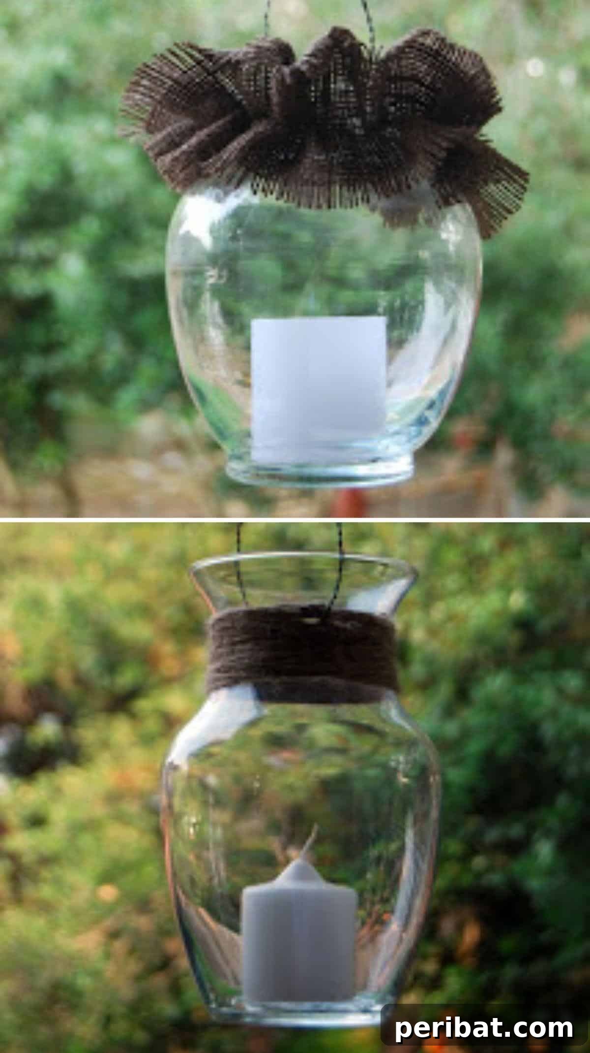35 Radiant Outdoor Lantern Ideas to Transform Your Garden 33 Burlap Ruffle Base Lantern