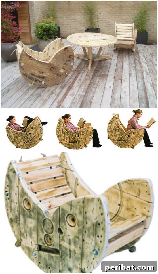 Outdoor Cable Spool Rocking Chair