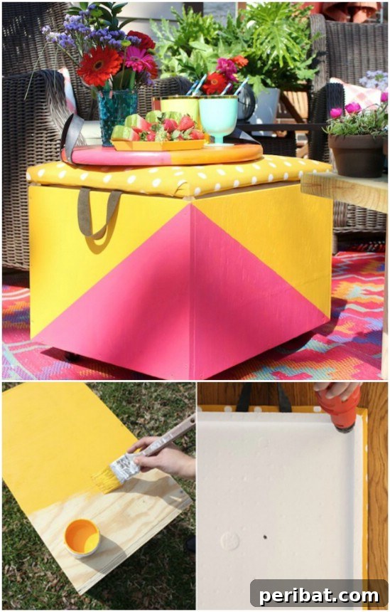 DIY Rolling Cooler Ottoman