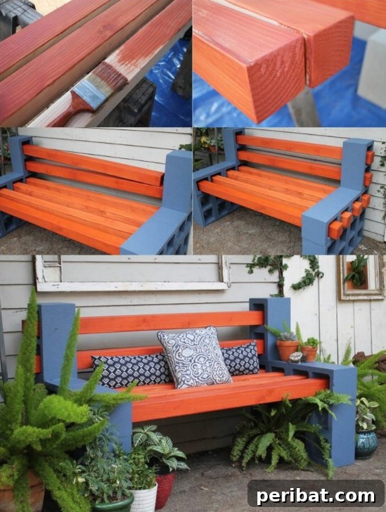 DIY Concrete And Wood Bench