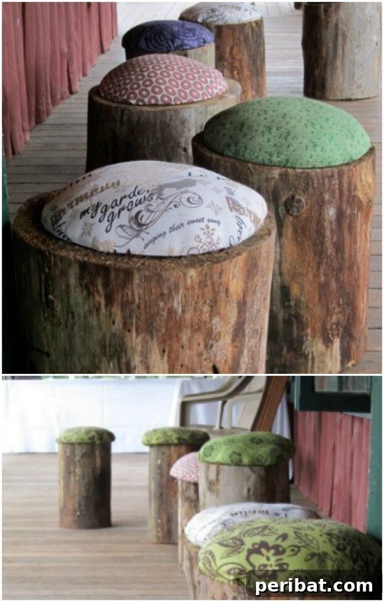 DIY Cushioned Stump Stools