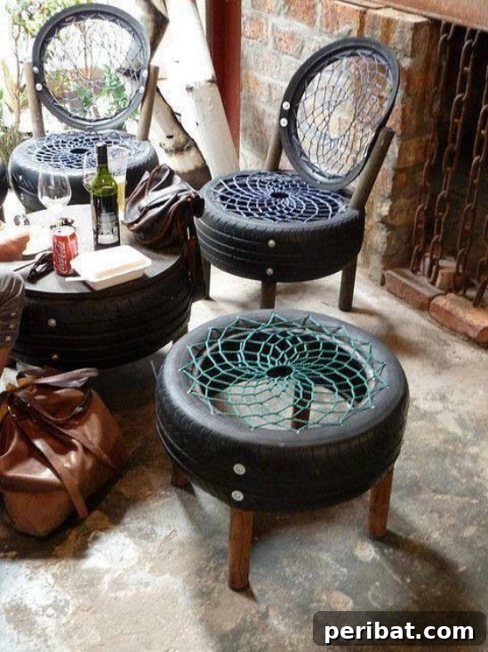 Upcycled Tire Chairs