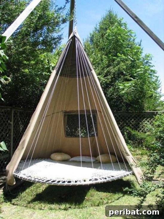 Repurposed Trampoline Teepee Bed