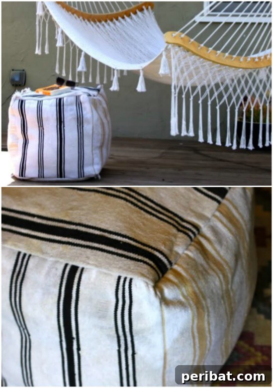 DIY Recycled Rug Ottoman