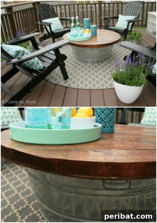 Galvanized Bucket Turned Coffee Table