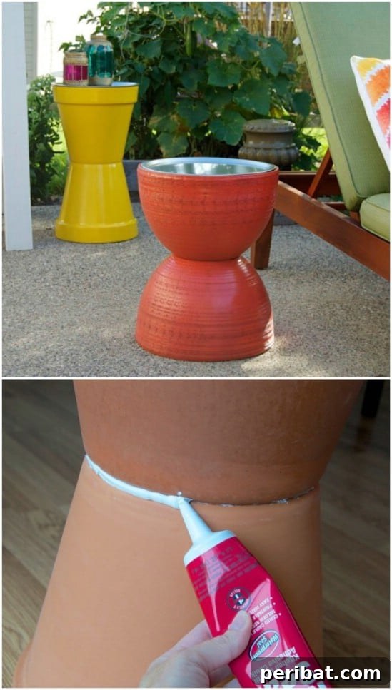 Repurposed Flower Pot Table