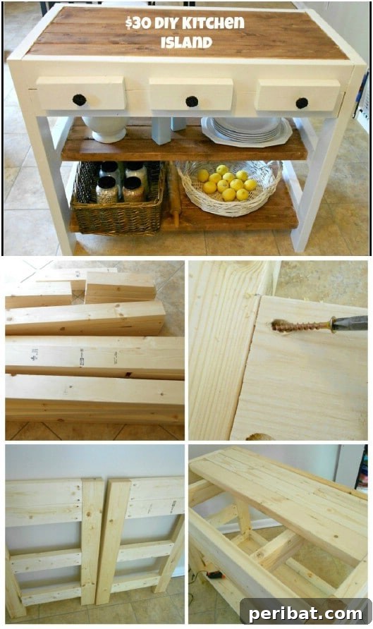 DIY Wooden Kitchen Island