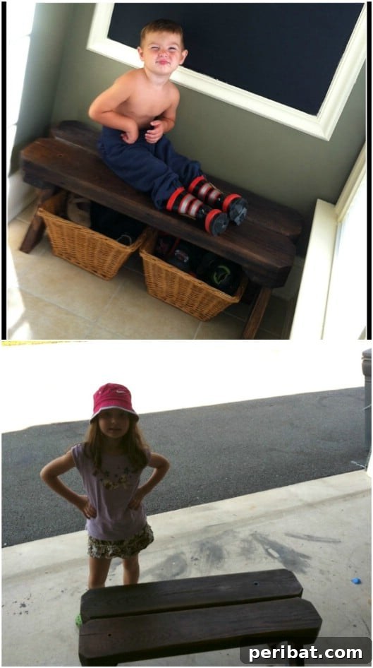 Reclaimed 2X4 Mudroom Wood Bench