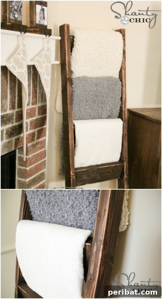 Easy $10 Wooden Blanket Ladder
