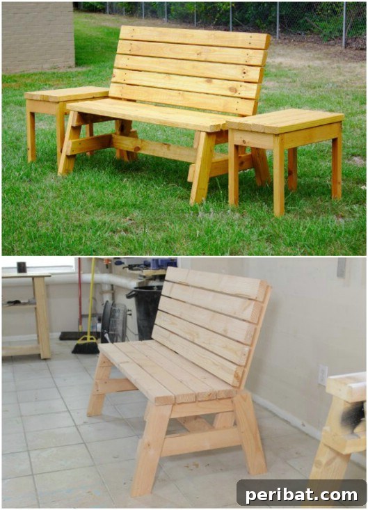 DIY wooden Bench And Side Table
