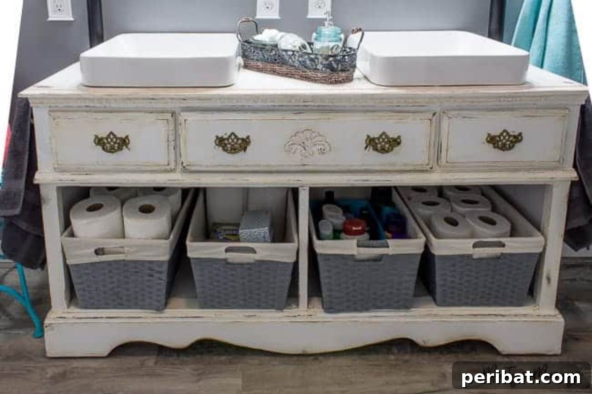 Bathroom Vanity Storage with clear bins