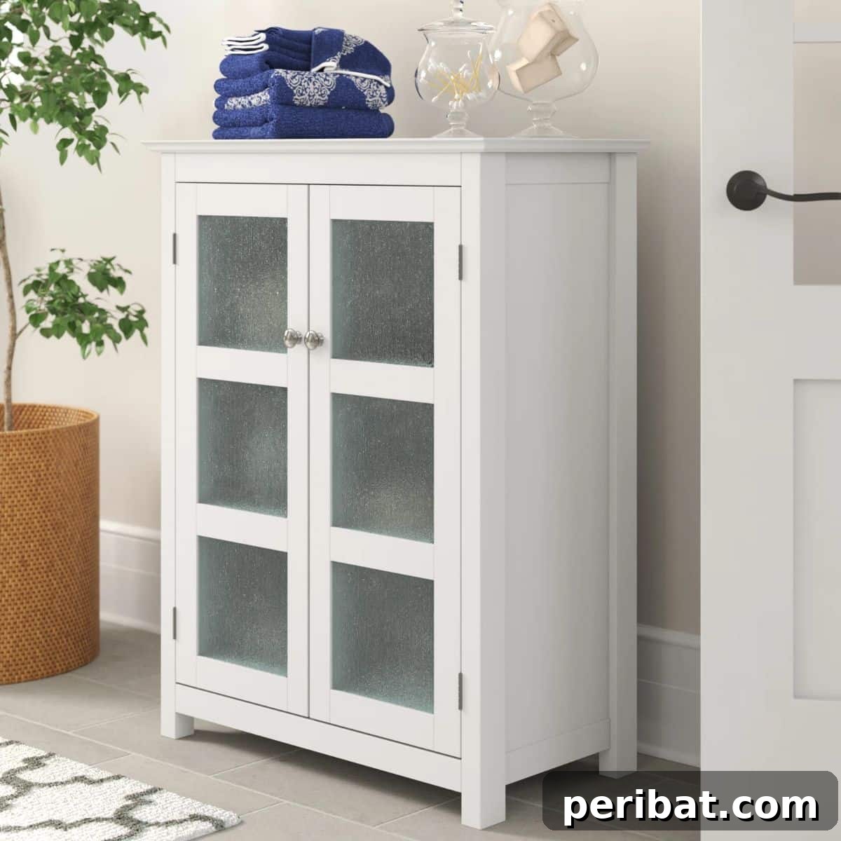 Three Posts™ Leist Freestanding Bathroom Cabinet for coastal style storage