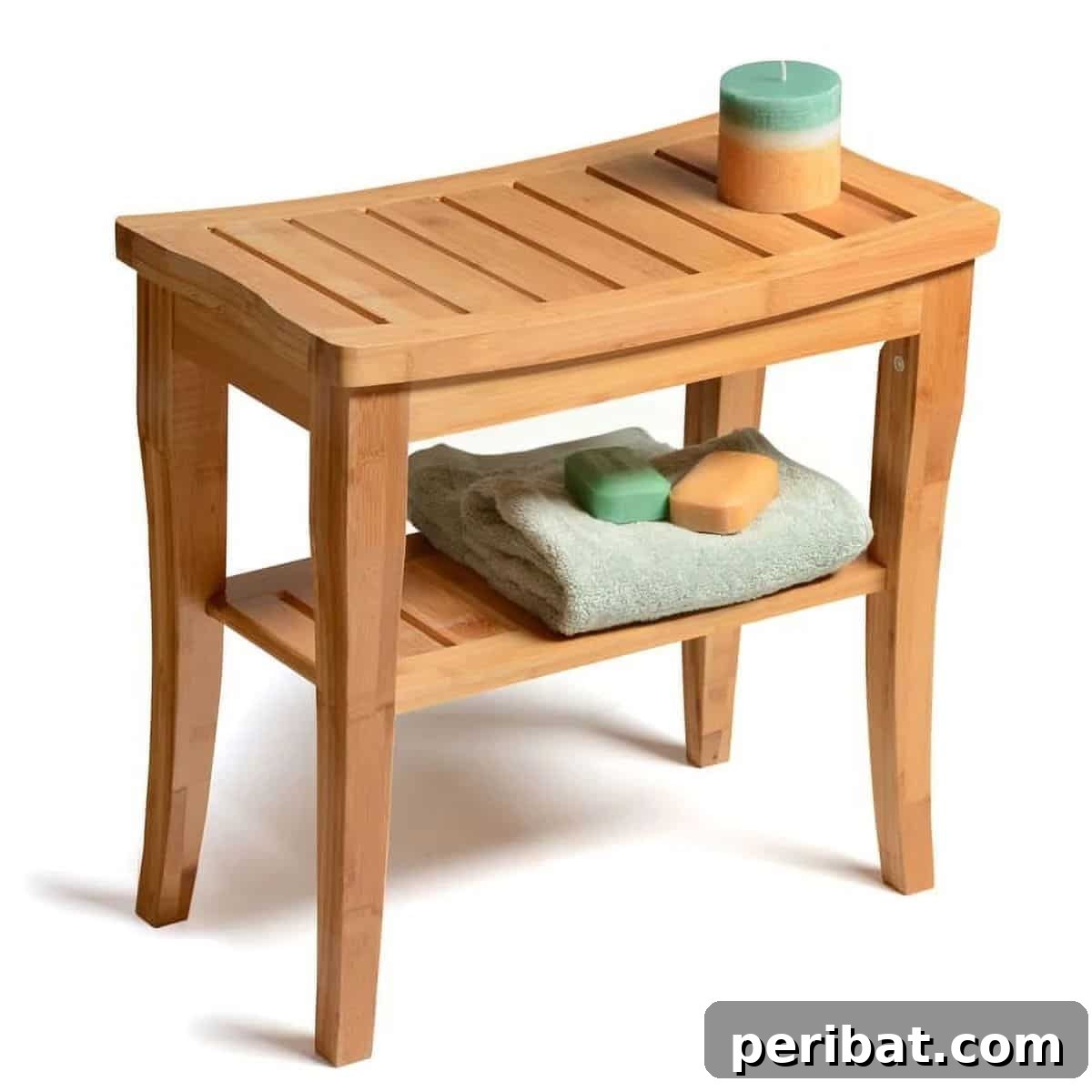 Bambusi Bamboo Shower Stool Bench, with Storage Shelf for comfort
