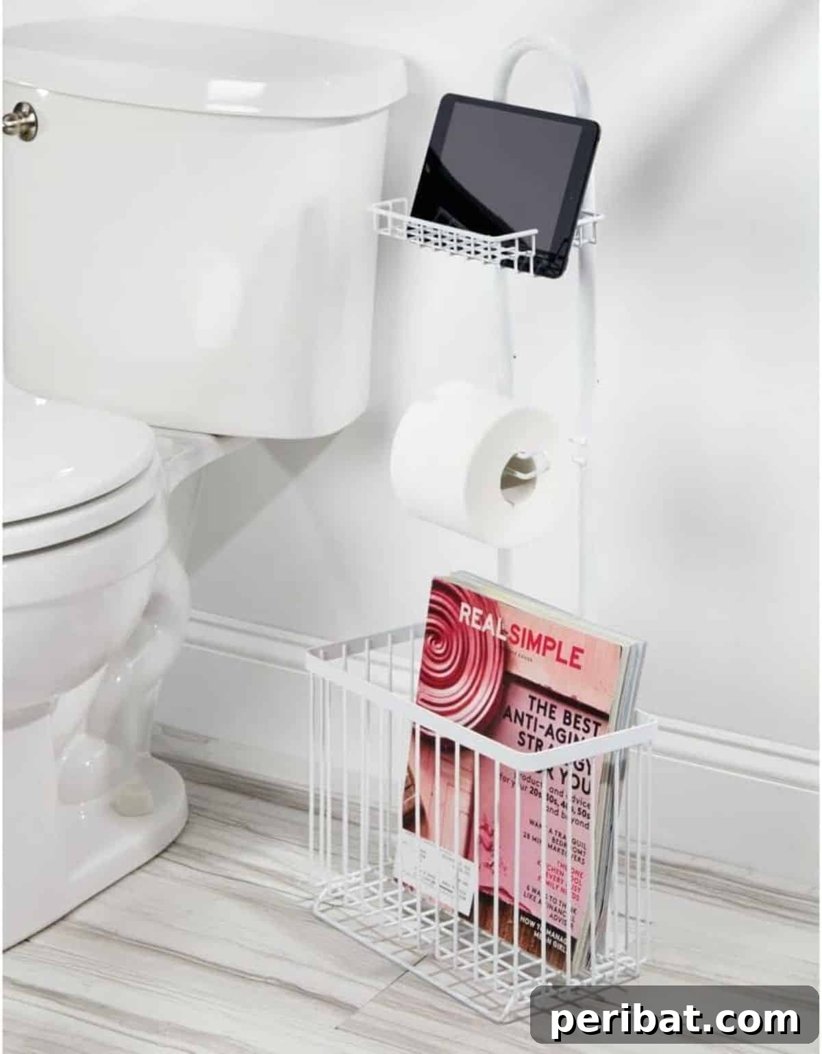 mDesign Toilet Paper Stand with integrated shelf