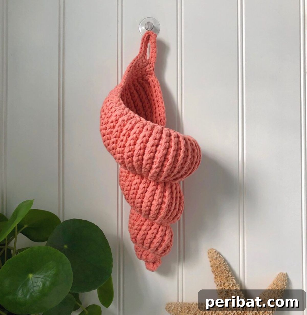Custom Crochet Shell Basket for Home Bathroom for nautical decor
