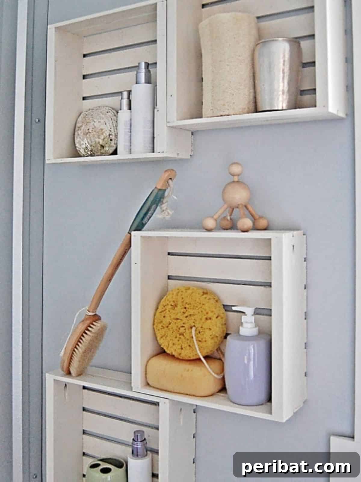 Fast and Easy DIY Shelving using painted wooden crates