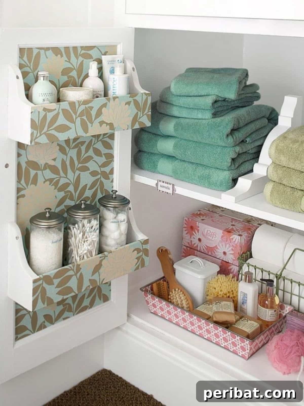 Organized Linen Closet with baskets and shelving