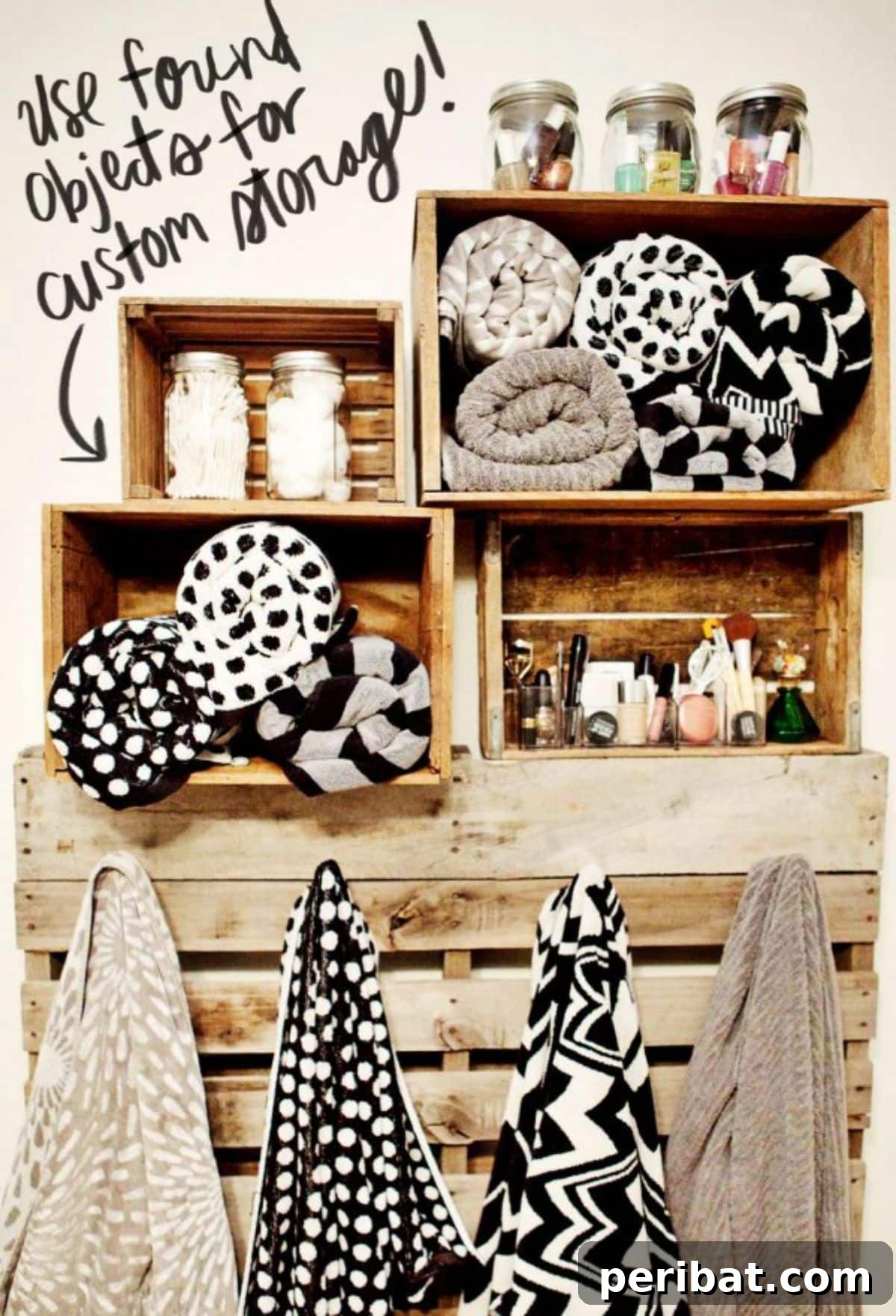 Elsie's Organization Tips featuring repurposed crates and jars