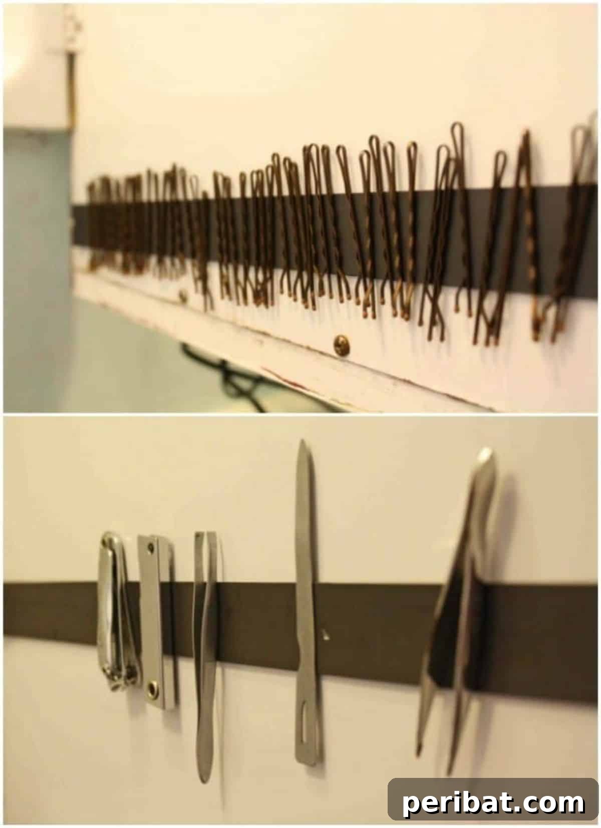 DIY Magnetic Strip in the Bathroom for small metal items