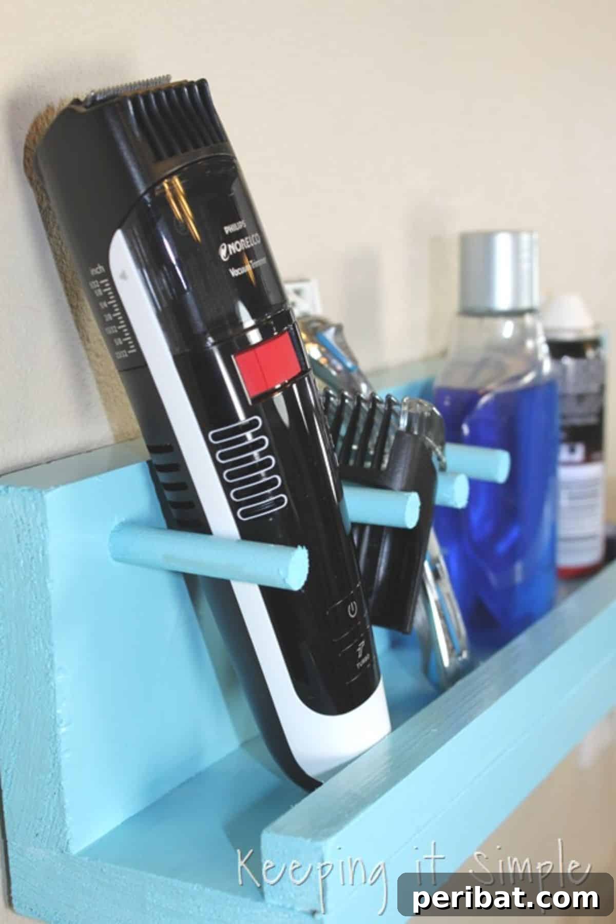 DIY Bathroom Shelf for Beard Trimmer and Razor