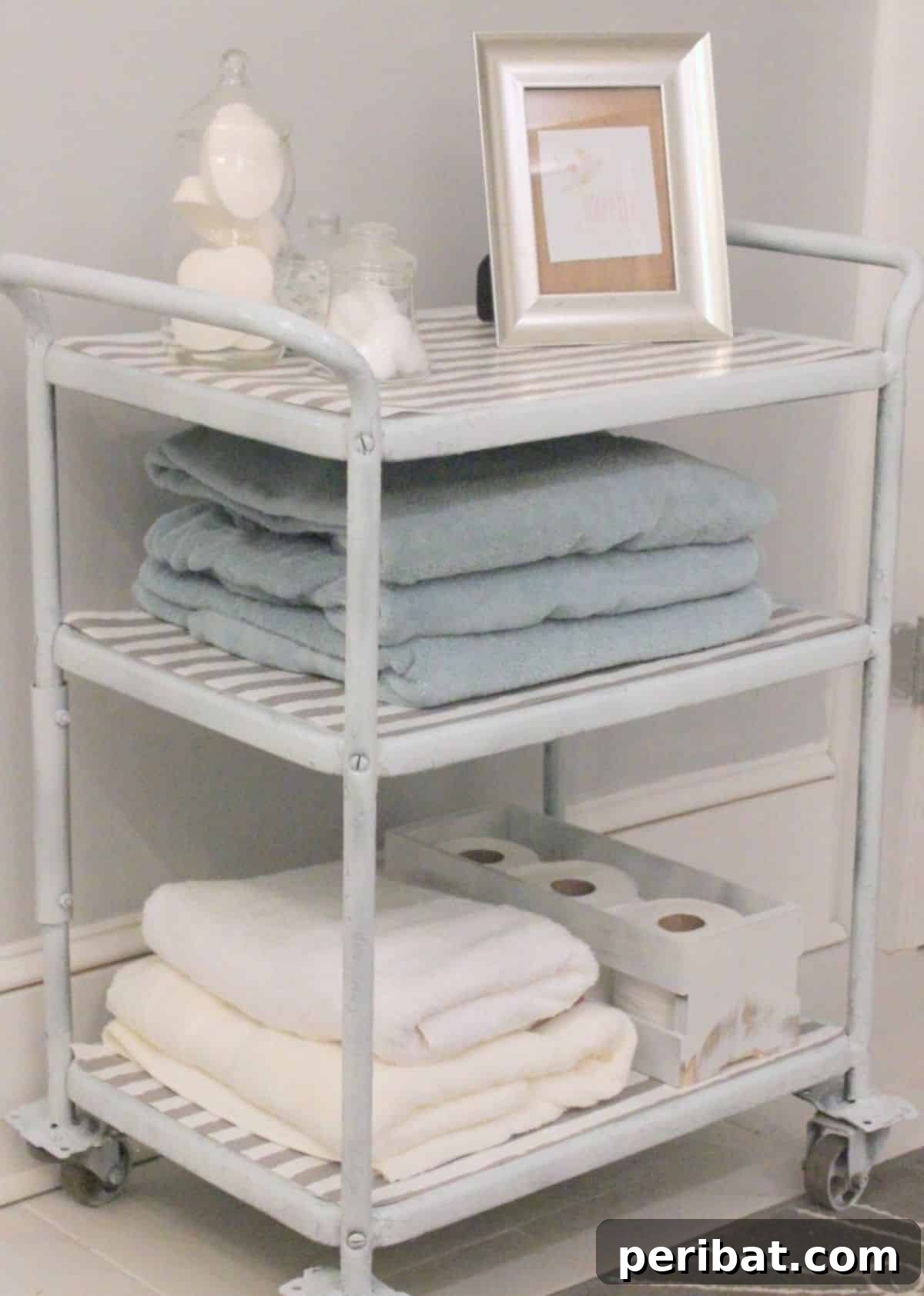 Bathroom Bar Cart repurposed for stylish storage