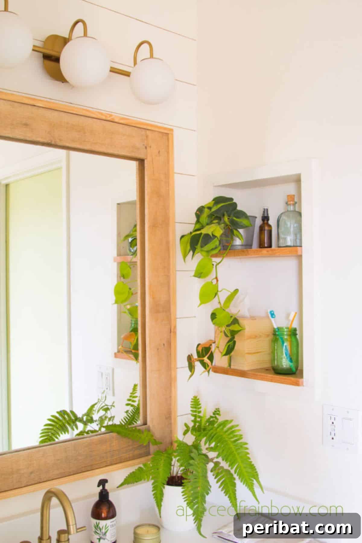 DIY Niche Shelf: Old Bathroom Medicine Cabinet Makeover with boho flair