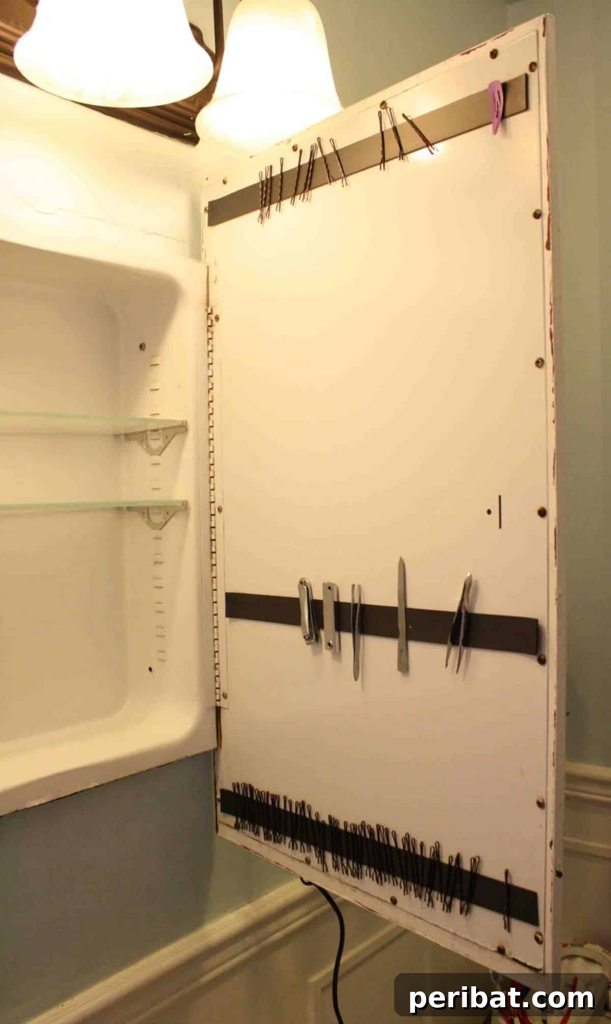 2-Minute Bathroom Organization with Magnetic Sctrips for small metal items