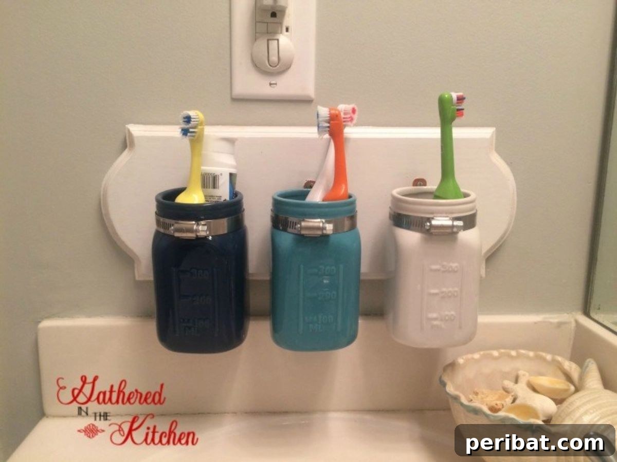 DIY Mason Jar Toothbrush Holder for rustic bathroom charm
