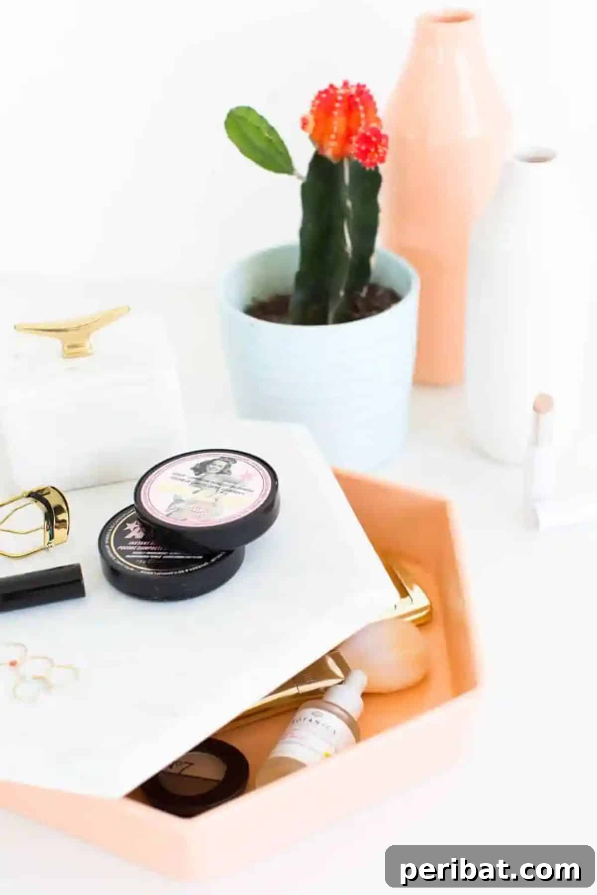 DIY Vanity Tray with Storage for a neat bathroom counter