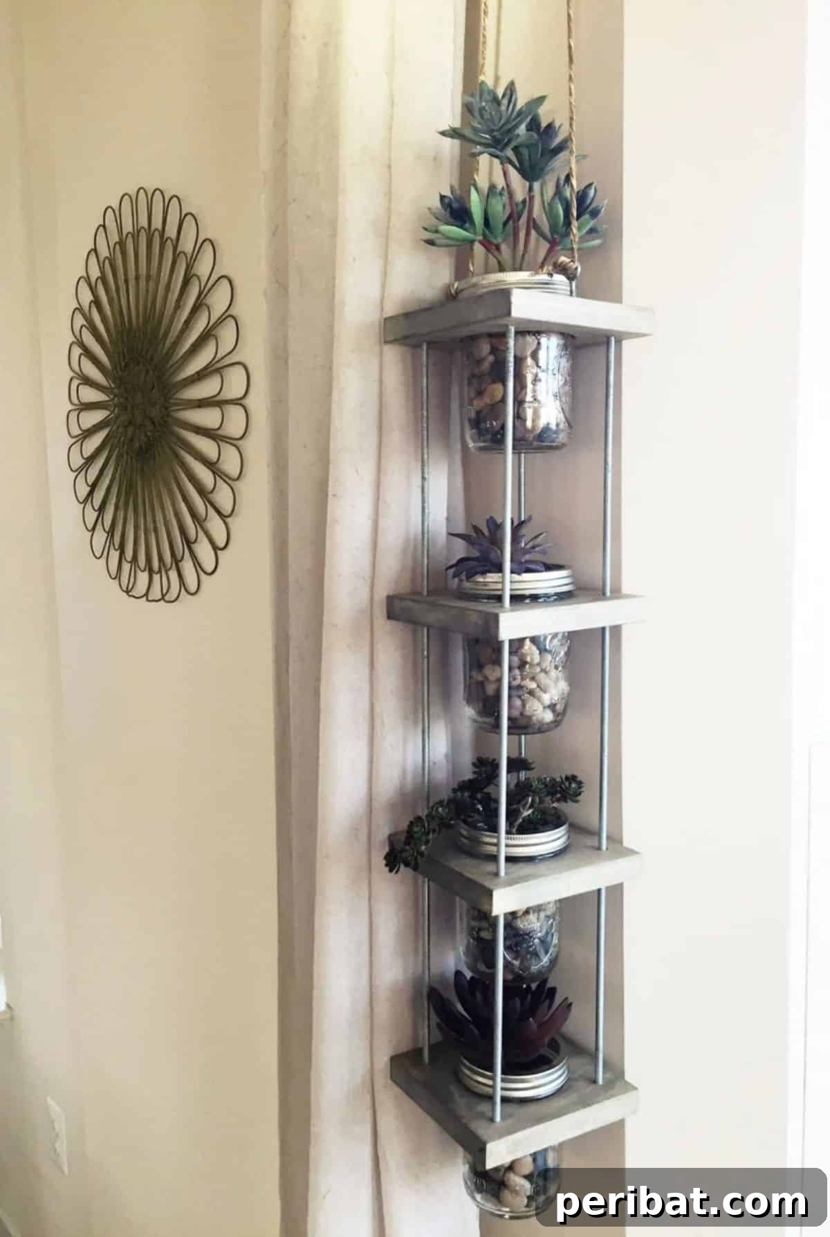 Hanging Mason Jar Planter or Storage for decorative display