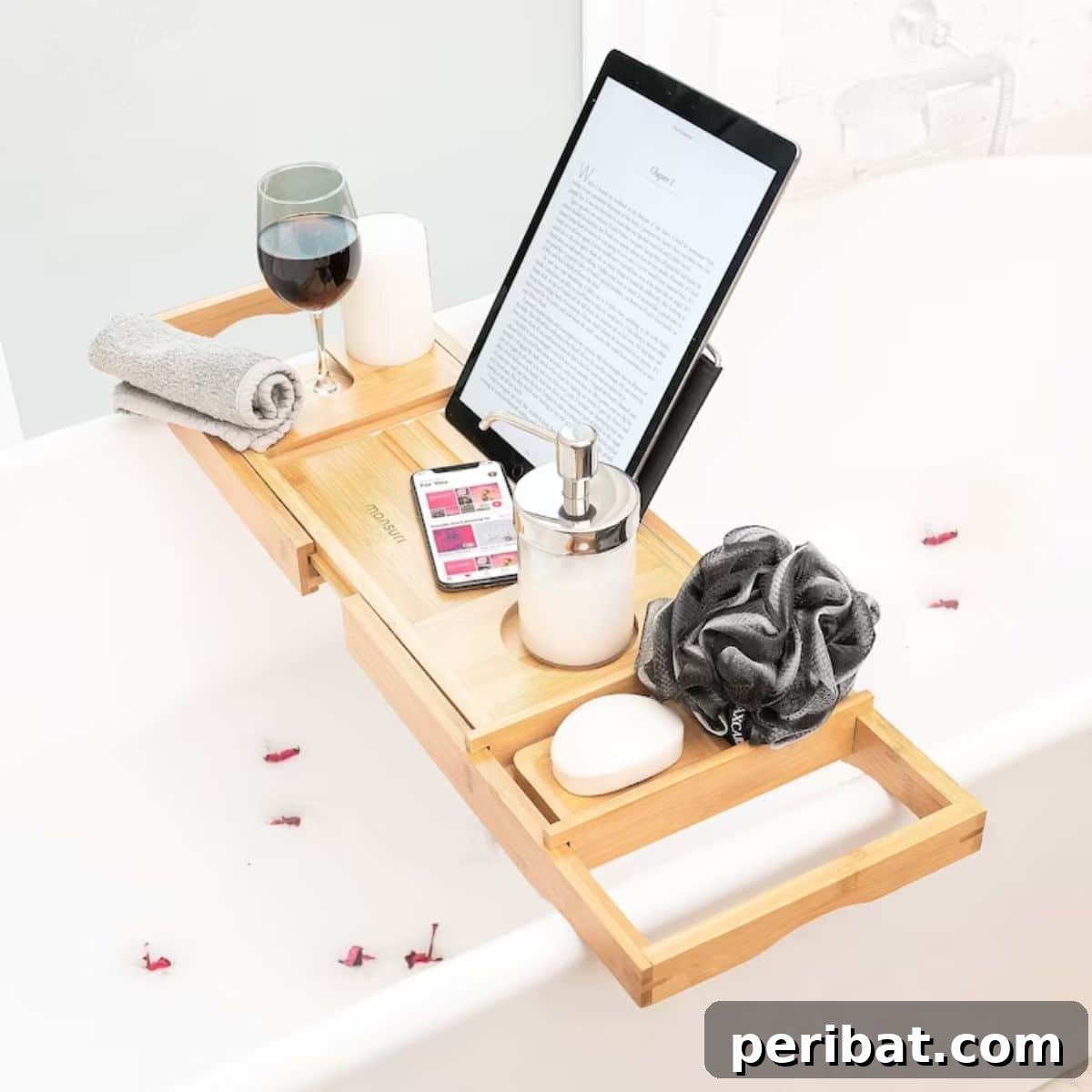 Bamboo Bath Caddy Tray for Tub for a luxurious experience