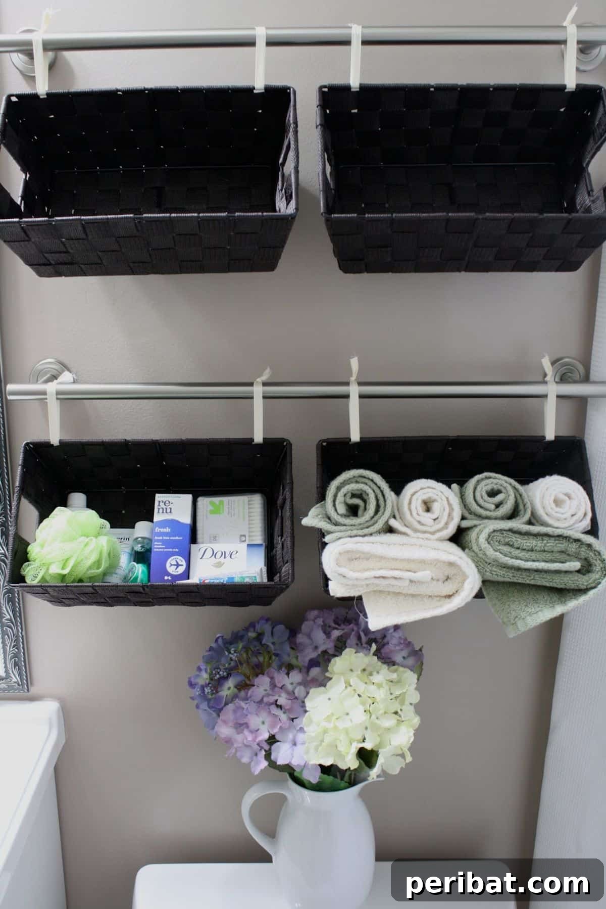 Hanging Towel Rack Baskets for Bathroom Wall, decorative storage