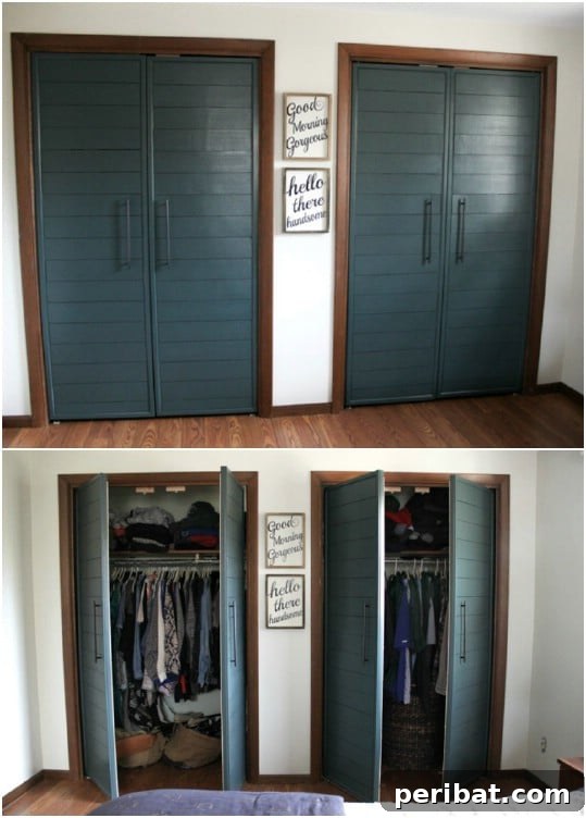 Faux Shiplap French Closet Doors