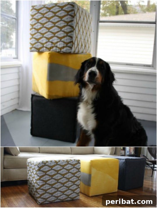 Contrasting Colors Ottoman Trio for flexible seating