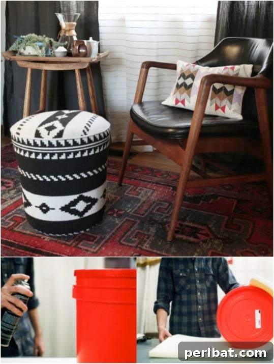 Upcycled Plastic Utility Bucket Ottoman