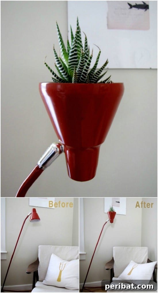 Clever Lamp Upcycling Projects for Every Corner of Your Home and Garden 5 DIY Adjustable Lamp Planter