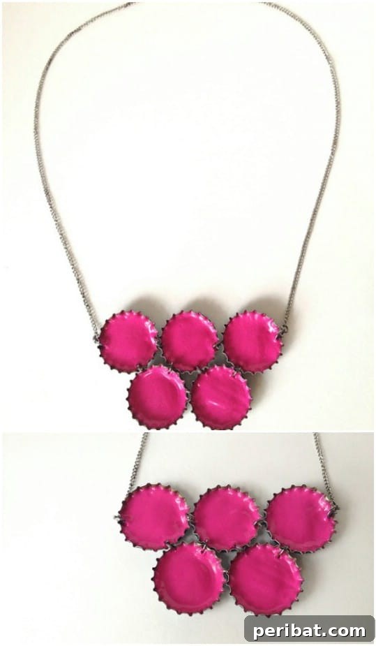 Elevate Your Home Style with 25 Upcycled Bottle Cap Crafts 12 Upcycled Bottle Cap Neon Necklace DIY