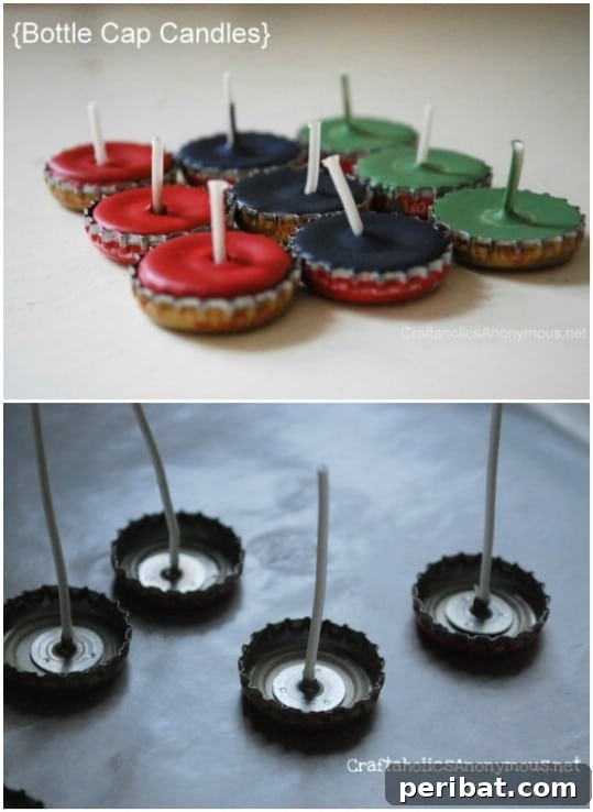 Elevate Your Home Style with 25 Upcycled Bottle Cap Crafts 15 Adorable Bottle Cap Candles for decoration