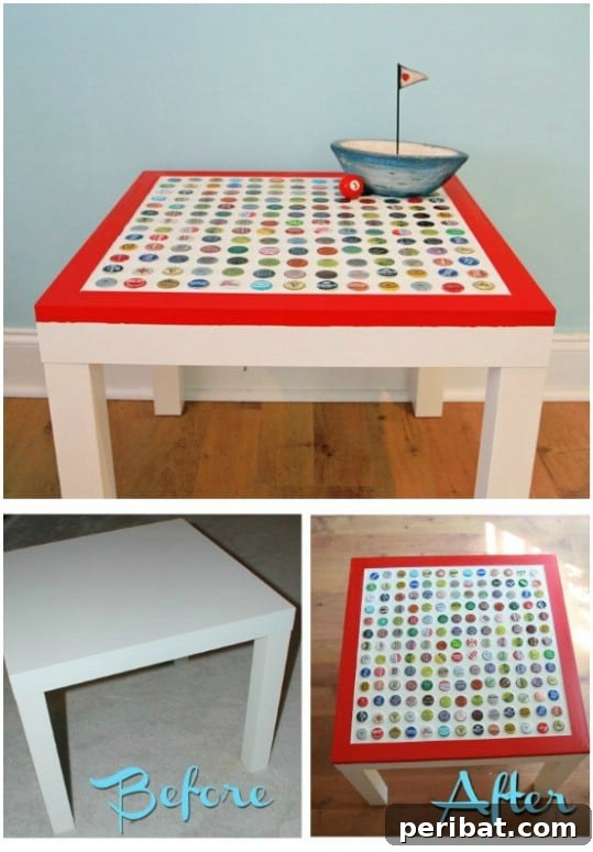 Elevate Your Home Style with 25 Upcycled Bottle Cap Crafts 17 DIY Cheap And Easy Bottle Cap Table Top