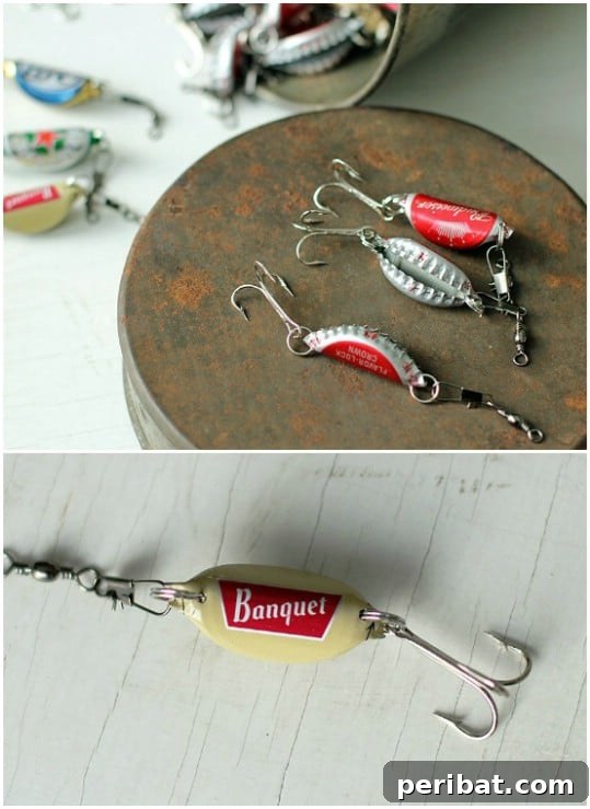 Elevate Your Home Style with 25 Upcycled Bottle Cap Crafts 24 Bottle Cap Fishing Lures for anglers