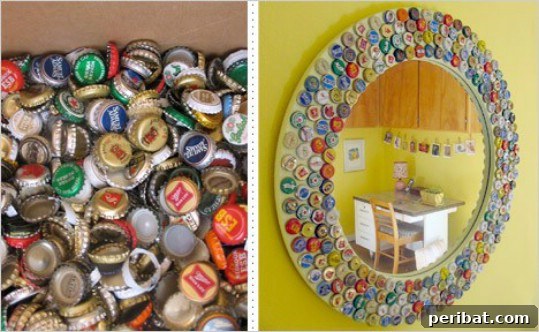 Elevate Your Home Style with 25 Upcycled Bottle Cap Crafts 6 Vintage Bottle Cap Framed Mirror