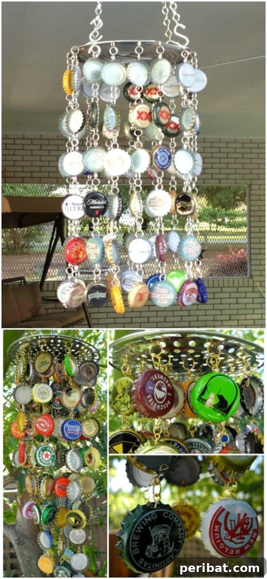 Elevate Your Home Style with 25 Upcycled Bottle Cap Crafts 8 Handmade Bottle Cap Wind Chime for garden