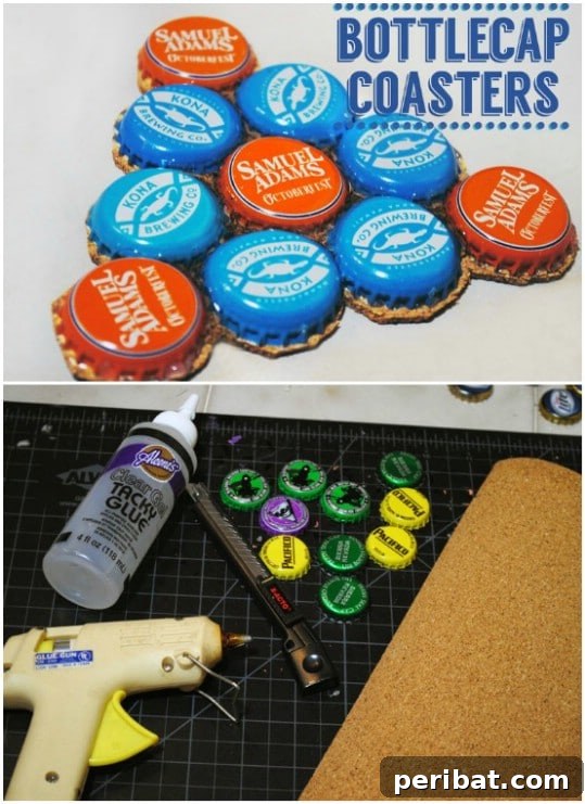 Elevate Your Home Style with 25 Upcycled Bottle Cap Crafts 9 Easy DIY Bottle Cap Coasters for drinks