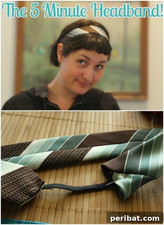25 Creative Ways to Repurpose Old Neckties 14 Stylish DIY headband crafted from a vintage necktie, elasticized for comfort