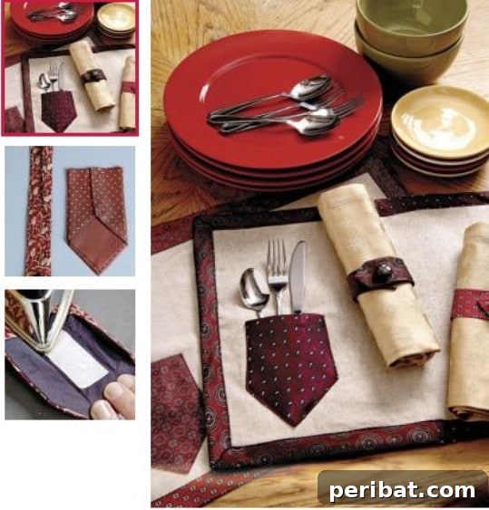 25 Creative Ways to Repurpose Old Neckties 16 Elegant placemats and matching napkin rings crafted from repurposed neckties