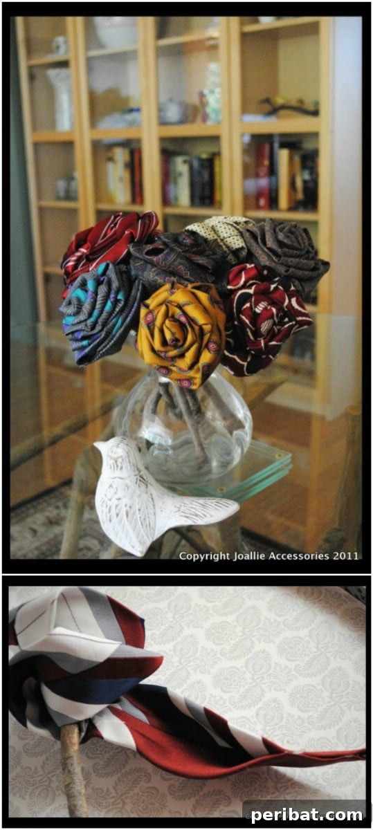 25 Creative Ways to Repurpose Old Neckties 17 Beautiful decorative flowers made from folded silk neckties