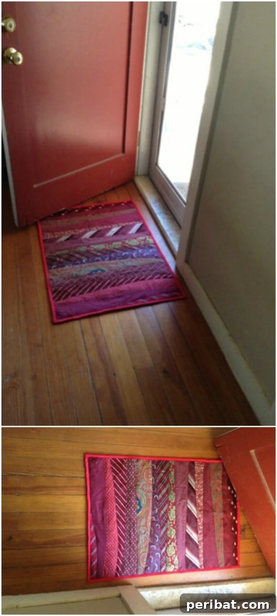 25 Creative Ways to Repurpose Old Neckties 18 Soft and colorful throw rug created by sewing together multiple repurposed neckties
