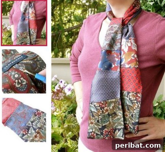 25 Creative Ways to Repurpose Old Neckties 19 Vibrant and fashionable scarf made from an array of recycled neckties
