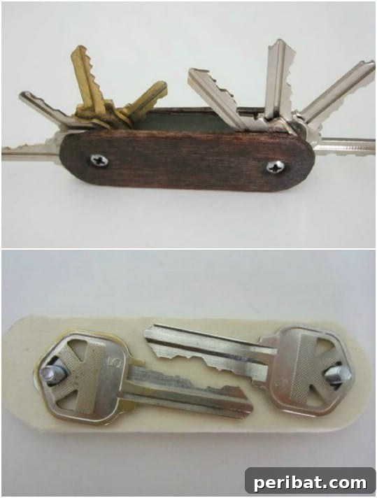 25 Rugged DIY Gifts for Dad from Upcycled Treasures 16 Wood Scrap Swiss Army Key Ring for Organized Keys
