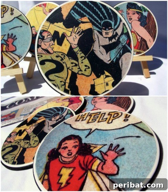 25 Rugged DIY Gifts for Dad from Upcycled Treasures 26 Upcycled Comic Book Coasters for Superhero Fans